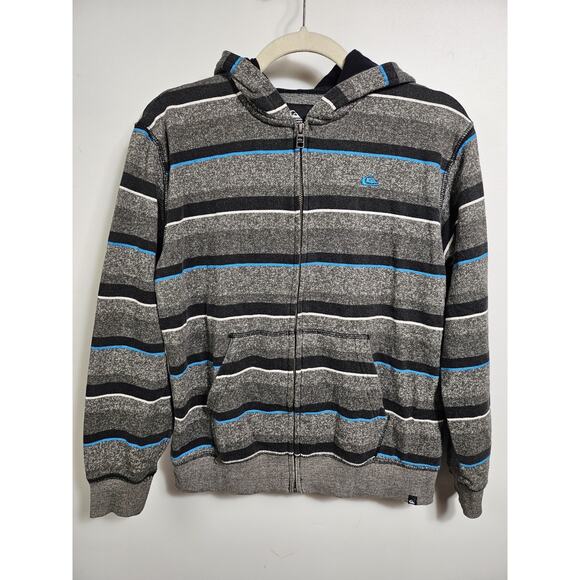 Boys Quicksilver Grey Blue Baja Hoodie Youth Size Medium, 10 - 12 - Picture 1 of 15